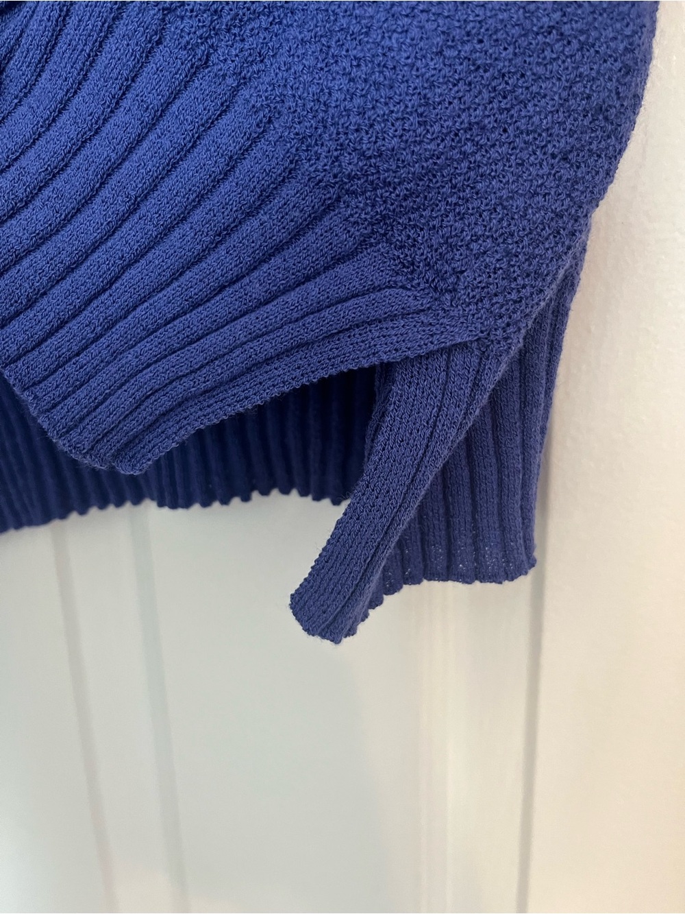 Eileen Fisher 100% Wool Open-Front Cropped Cardigan in Periwinkle Blue - Picture 6 of 8